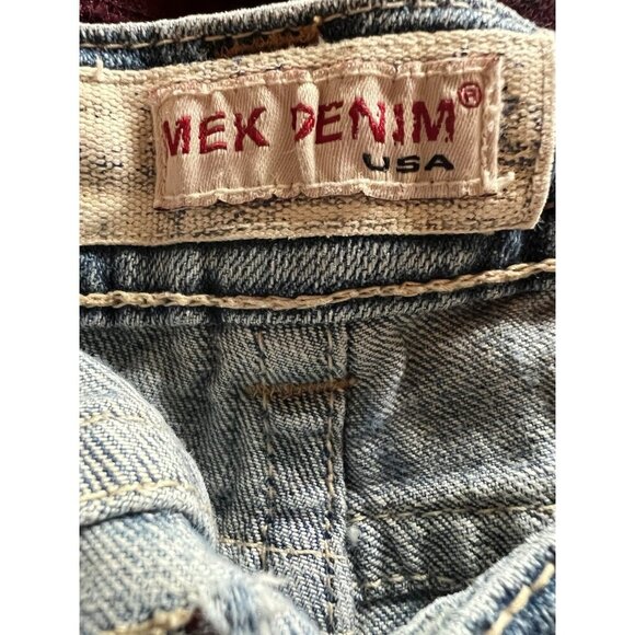 Vintage Y2K Mek Denim cut-off denim long shorts sz 31 stitching distressed - Picture 4 of 12